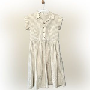 Mod Ref Tan Striped Short Sleeved Collared Dress